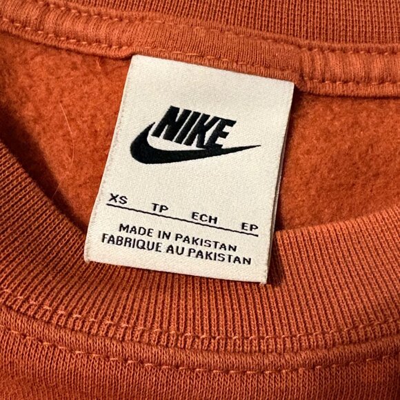 Nike Burnt Orange Oversized Cropped Crewneck Sweatshirt Cotton Blend Pullover XS - Picture 7 of 10